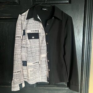 Chicme Black and White Newspaper Print Shirt